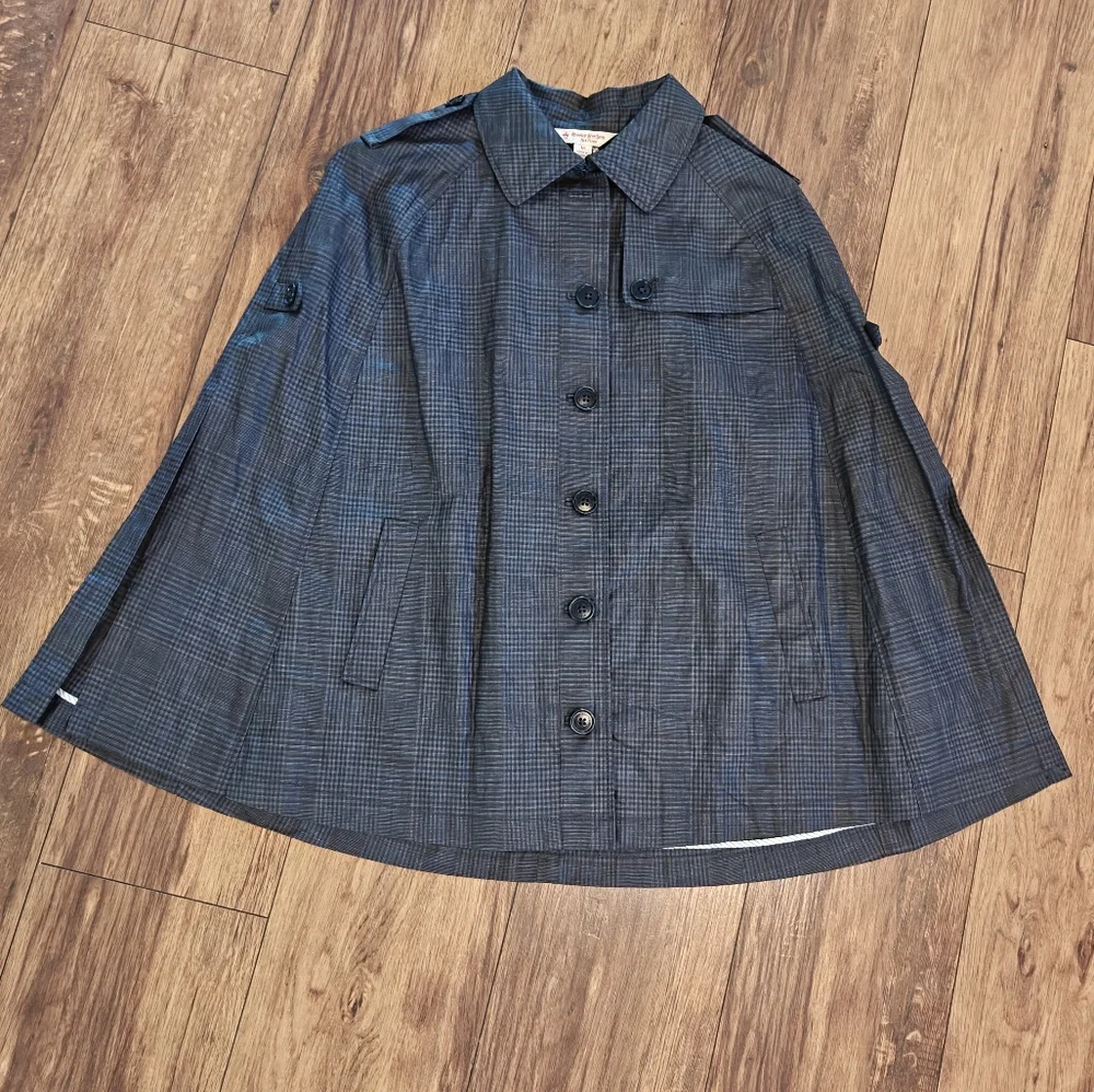 Brooks Brothers Linen Plaid Rain Poncho Women's‎ Medium Button Down Purple